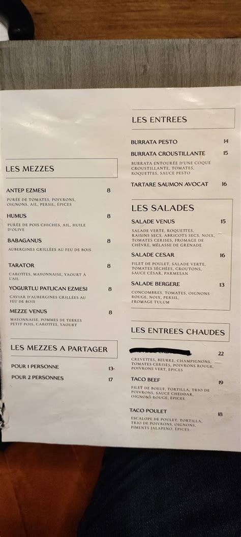 menu de venus steakhouse|venus menu with prices.